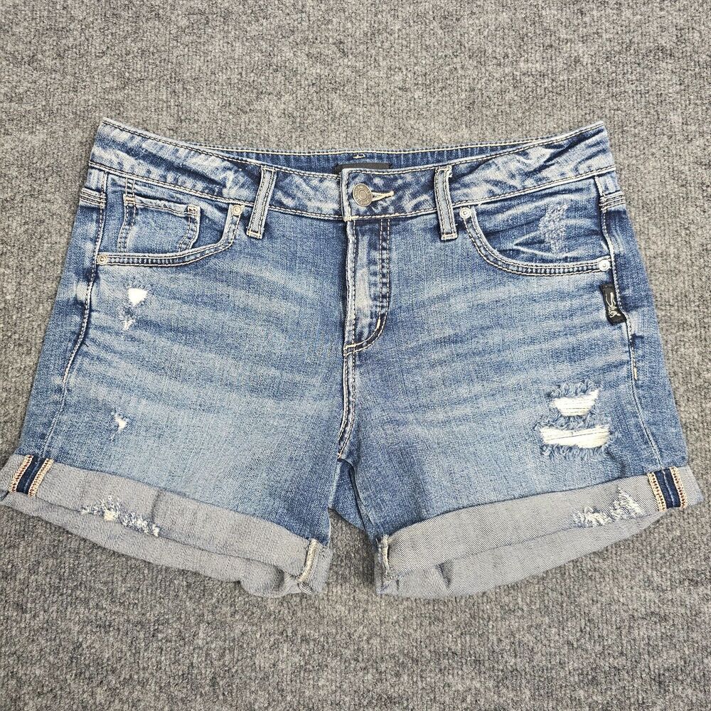 Silver Jeans Co Boyfriend Womens Shorts Size 27 (32) Cuffed Distressed